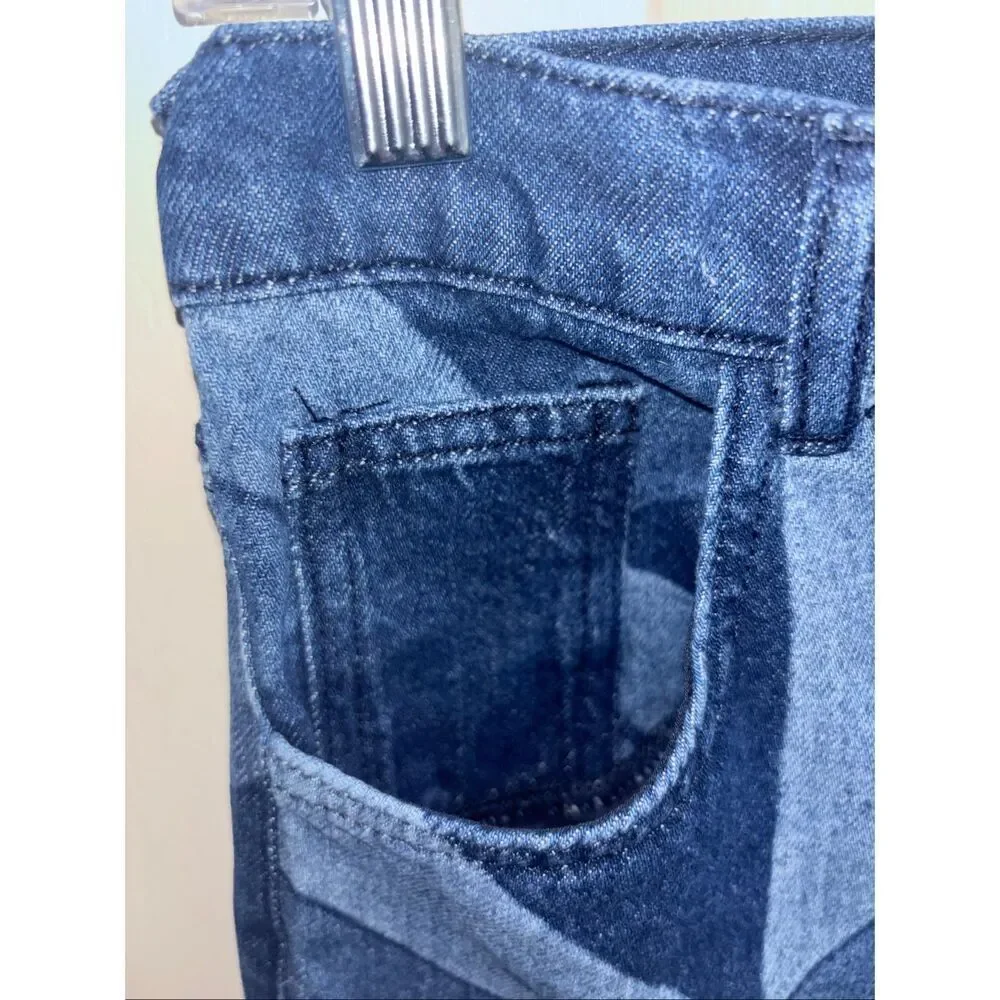 NWT Zara Kids x Sea New York Geometric Print Wide Leg Kids Patchwork Denim Jeans